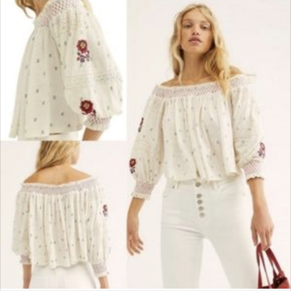 NEW Free People Embroidered Crop Top